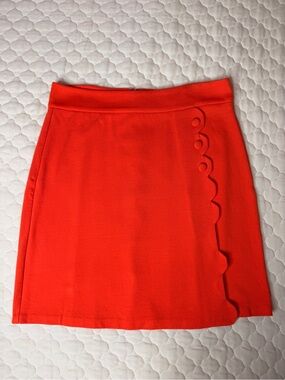 Elegant blood orange Red Scallop-Trim Women's Skirt